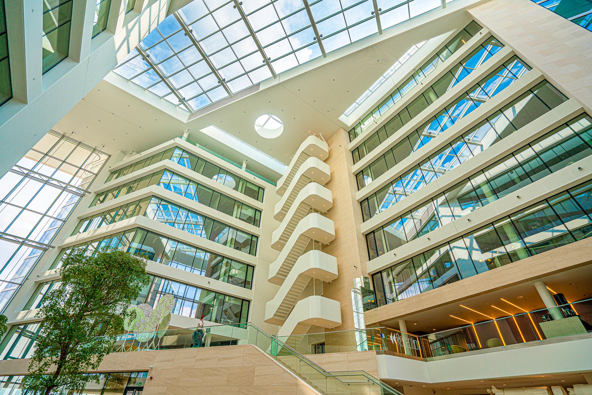 How many square meters do office spaces require per employee? Tribes